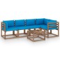 vidaXL Muebles de jardín de palets 6 pzs con cojines madera impregnada vidaXL Muebles de jardín de palets 6 pzs con cojines madera impregnada
