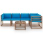 vidaXL Muebles de jardín de palets 6 pzs con cojines madera impregnada vidaXL Muebles de jardín de palets 6 pzs con cojines madera impregnada