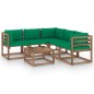 vidaXL Set de muebles de jardín 6 pzs madera impregnada cojines verde vidaXL Set de muebles de jardín 6 pzs madera impregnada cojines verde