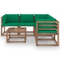 vidaXL Set de muebles de jardín 6 pzs madera impregnada cojines verde vidaXL Set de muebles de jardín 6 pzs madera impregnada cojines verde