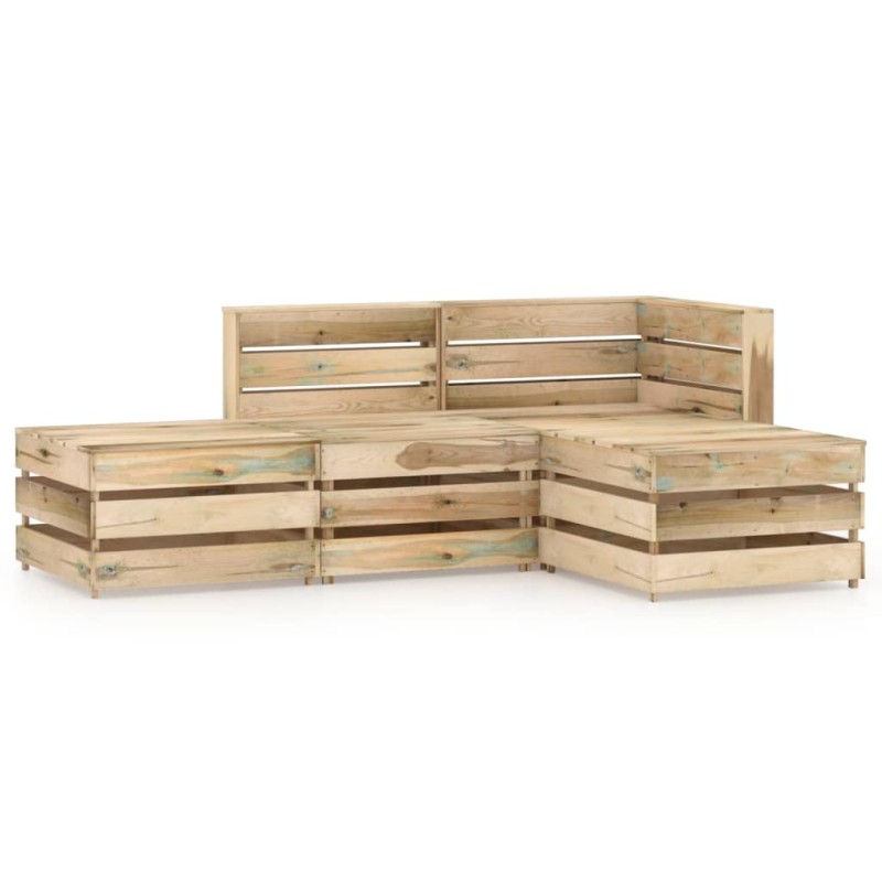 vidaXL Set de muebles de jardín 4 pzas madera de pino impregnada verde