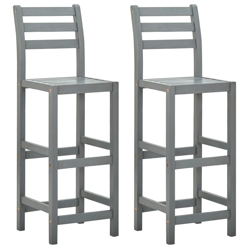 vidaXL Taburetes de cocina 2 unidades madera maciza de acacia gris vidaXL Taburetes de cocina 2 unidades madera maciza de acacia gris