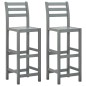vidaXL Taburetes de cocina 2 unidades madera maciza de acacia gris vidaXL Taburetes de cocina 2 unidades madera maciza de acacia gris