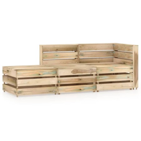 vidaXL Set de muebles de jardín 3 pzas madera de pino impregnada verde