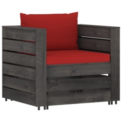 vidaXL Muebles de jardín 2 piezas con cojines madera impregnada gris
