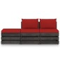 vidaXL Muebles de jardín 3 piezas con cojines madera impregnada gris vidaXL Muebles de jardín 3 piezas con cojines madera impregnada gris