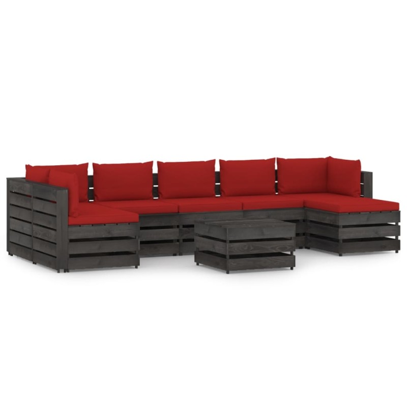 vidaXL Muebles de jardín 8 piezas con cojines madera impregnada gris vidaXL Muebles de jardín 8 piezas con cojines madera impregnada gris