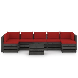 vidaXL Muebles de jardín 8 piezas con cojines madera impregnada gris