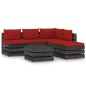 vidaXL Muebles de jardín 6 piezas con cojines madera impregnada gris vidaXL Muebles de jardín 6 piezas con cojines madera impregnada gris