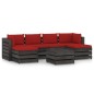 vidaXL Muebles de jardín 7 piezas con cojines madera impregnada gris vidaXL Muebles de jardín 7 piezas con cojines madera impregnada gris