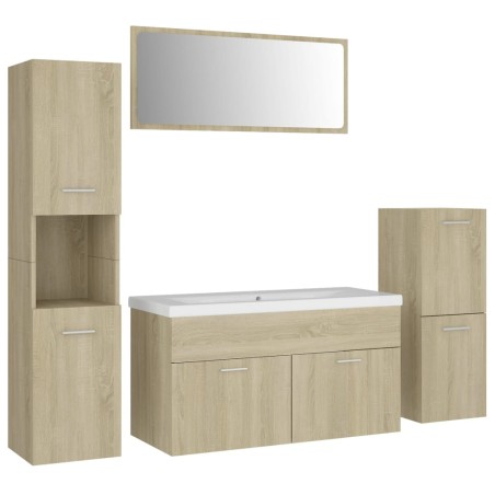 vidaXL Juego de muebles de baño madera de ingeniería roble Sonoma