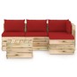 vidaXL Muebles de jardín 5 piezas con cojines madera impregnada verde