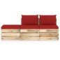 vidaXL Muebles de jardín 3 piezas con cojines madera impregnada verde vidaXL Muebles de jardín 3 piezas con cojines madera impregnada verde