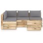 vidaXL Muebles de jardín 5 piezas con cojines madera impregnada verde vidaXL Muebles de jardín 5 piezas con cojines madera impregnada verde
