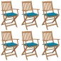 vidaXL Sillas de jardín plegables 6 uds y cojines madera maciza acacia vidaXL Sillas de jardín plegables 6 uds y cojines madera maciza acacia
