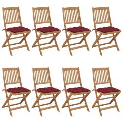 vidaXL Sillas de jardín plegables 8 uds y cojines madera maciza acacia