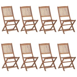 vidaXL Sillas de jardín plegables 8 uds y cojines madera maciza acacia