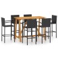 vidaXL Conjunto de bar para jardín 7 piezas negro