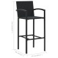 vidaXL Conjunto de bar para jardín 7 piezas negro