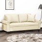 vidaXL Sofá de 2 plazas con cojines cuero sintético color crema 140 cm vidaXL Sofá de 2 plazas con cojines cuero sintético color crema 140 cm