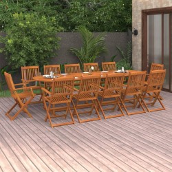 vidaXL Set de comedor de jardín 13 piezas madera maciza de acacia