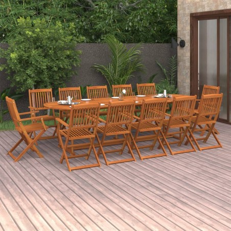 vidaXL Set de comedor de jardín 13 piezas madera maciza de acacia