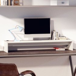 vidaXL Soporte de monitor madera maciza de pino blanco 100x27x15 cm