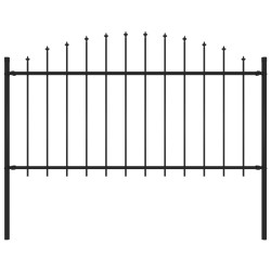 vidaXL Valla de jardín con puntas acero negro (1,25-1,5)x1,7 m