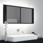 vidaXL Armario espejo de baño con luz LED acrílico negro 100x12x45 cm vidaXL Armario espejo de baño con luz LED acrílico negro 100x12x45 cm
