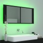 vidaXL Armario espejo de baño con luz LED acrílico negro 100x12x45 cm vidaXL Armario espejo de baño con luz LED acrílico negro 100x12x45 cm