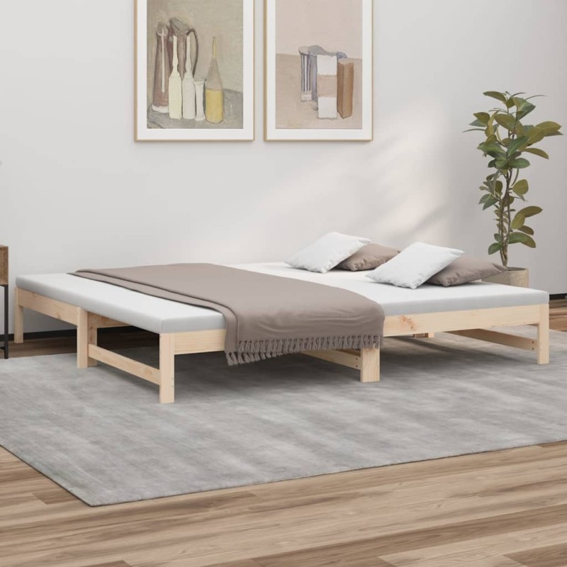 vidaXL Sofá cama extraíble madera maciza de pino 2x(80x200) cm vidaXL Sofá cama extraíble madera maciza de pino 2x(80x200) cm