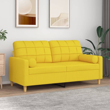 vidaXL Sofá de 2 plazas con cojines tela amarillo claro 140 cm