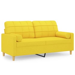 vidaXL Sofá de 2 plazas con cojines tela amarillo claro 140 cm