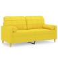 vidaXL Sofá de 2 plazas con cojines tela amarillo claro 140 cm vidaXL Sofá de 2 plazas con cojines tela amarillo claro 140 cm