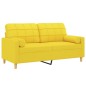vidaXL Sofá de 2 plazas con cojines tela amarillo claro 140 cm vidaXL Sofá de 2 plazas con cojines tela amarillo claro 140 cm