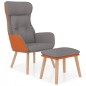 vidaXL Sillón de relax con taburete tela y cuero sintético gris claro vidaXL Sillón de relax con taburete tela y cuero sintético gris claro