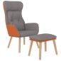 vidaXL Sillón de relax con taburete tela y cuero sintético gris claro vidaXL Sillón de relax con taburete tela y cuero sintético gris claro