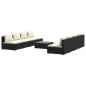 vidaXL Set de muebles de jardín 9 pzas y cojines ratán sintético negro