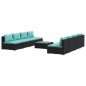 vidaXL Set de muebles de jardín 9 pzas y cojines ratán sintético negro vidaXL Set de muebles de jardín 9 pzas y cojines ratán sintético negro