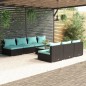 vidaXL Set de sofás de jardín 8 piezas y cojines ratán sintético negro