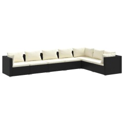 vidaXL Set de muebles de jardín 7 pzas y cojines ratán sintético negro