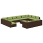 vidaXL Set de muebles de jardín 14 pzas y cojines ratán PE marrón vidaXL Set de muebles de jardín 14 pzas y cojines ratán PE marrón