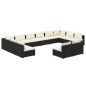 vidaXL Set de muebles de jardín 12 pzas cojines ratán sintético negro