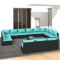 vidaXL Set de muebles de jardín 14 pzas cojines ratán sintético negro vidaXL Set de muebles de jardín 14 pzas cojines ratán sintético negro