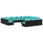 vidaXL Set de muebles de jardín 14 pzas cojines ratán sintético negro vidaXL Set de muebles de jardín 14 pzas cojines ratán sintético negro