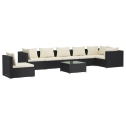 vidaXL Set de muebles de jardín 8 pzas y cojines ratán sintético negro