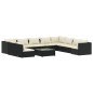 vidaXL Set muebles de jardín 11 pzas y cojines ratán sintético negro vidaXL Set muebles de jardín 11 pzas y cojines ratán sintético negro