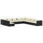vidaXL Set muebles de jardín 11 pzas y cojines ratán sintético negro vidaXL Set muebles de jardín 11 pzas y cojines ratán sintético negro
