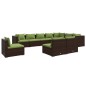 vidaXL Set muebles de jardín 10 pzas y cojines ratán sintético marrón vidaXL Set muebles de jardín 10 pzas y cojines ratán sintético marrón