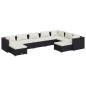 vidaXL Set de muebles de jardín 9 pzas y cojines ratán sintético negro vidaXL Set de muebles de jardín 9 pzas y cojines ratán sintético negro